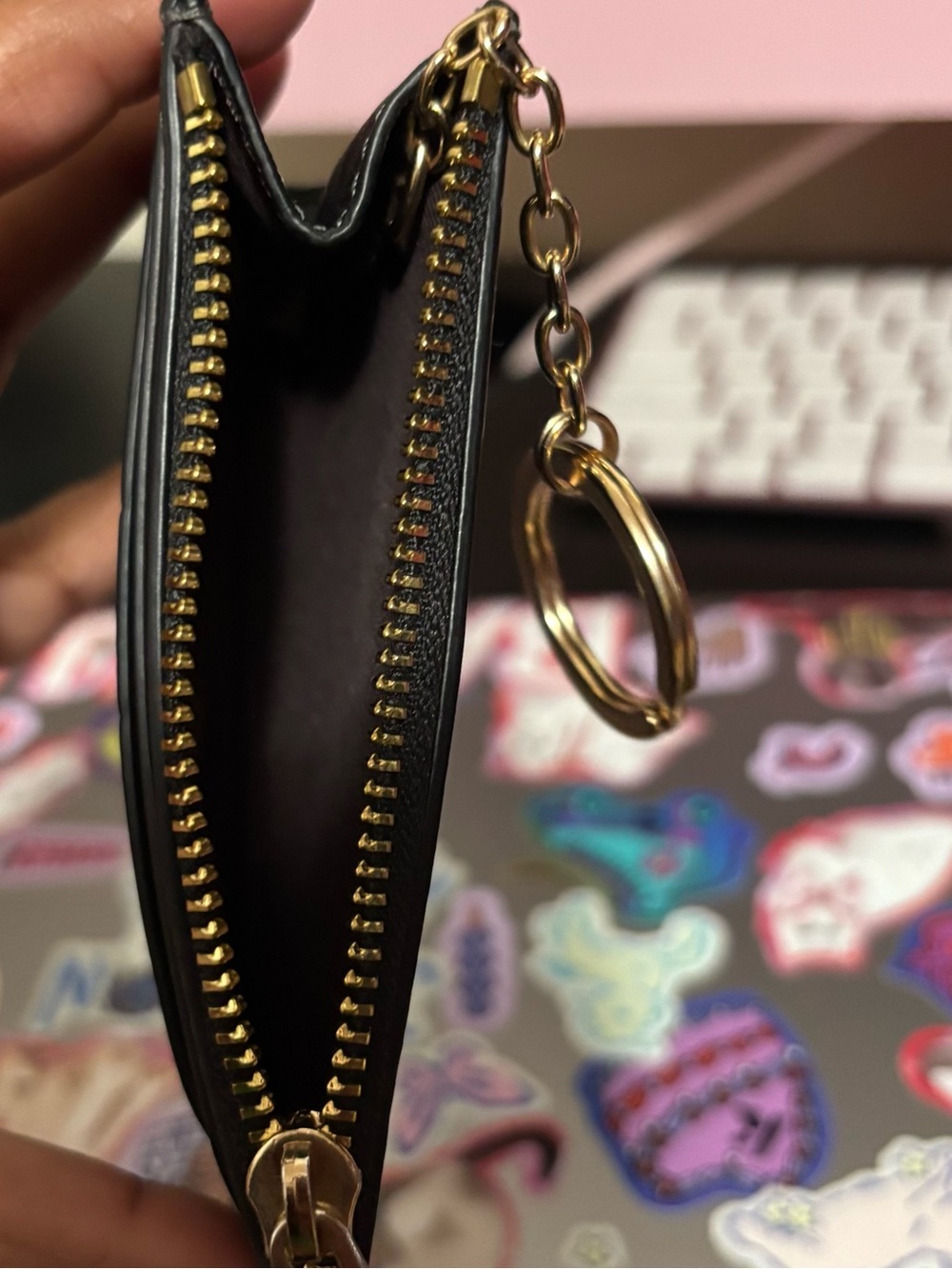 Coach Limited Edition Black Leather Cherry Card Case Wallet with Gold Key Ring - Picture 8 of 11